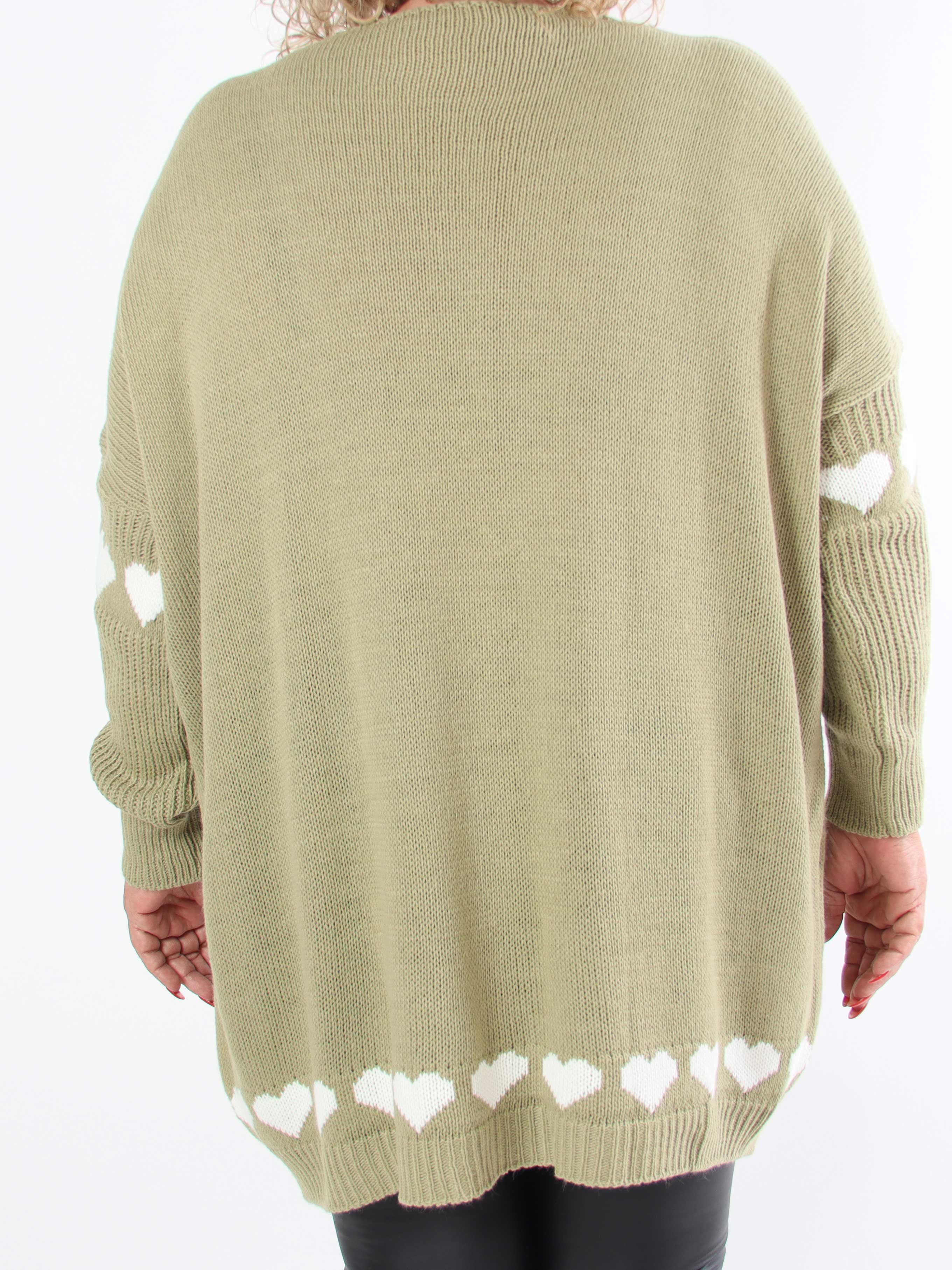 Katerina - Plus size-stickad tröja med söta hjärtdetaljer